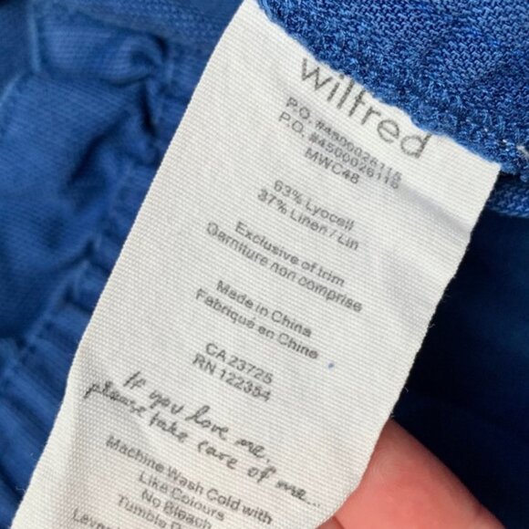 Aritzia Wilfred Shorts Crepe Paperbag Ruched Elastic Waist Linen Cobalt Blue - Picture 11 of 15